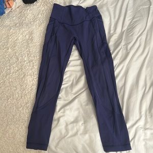 Blue Lululemon 25” Size 4 Running Leggings with Pockets on Sides